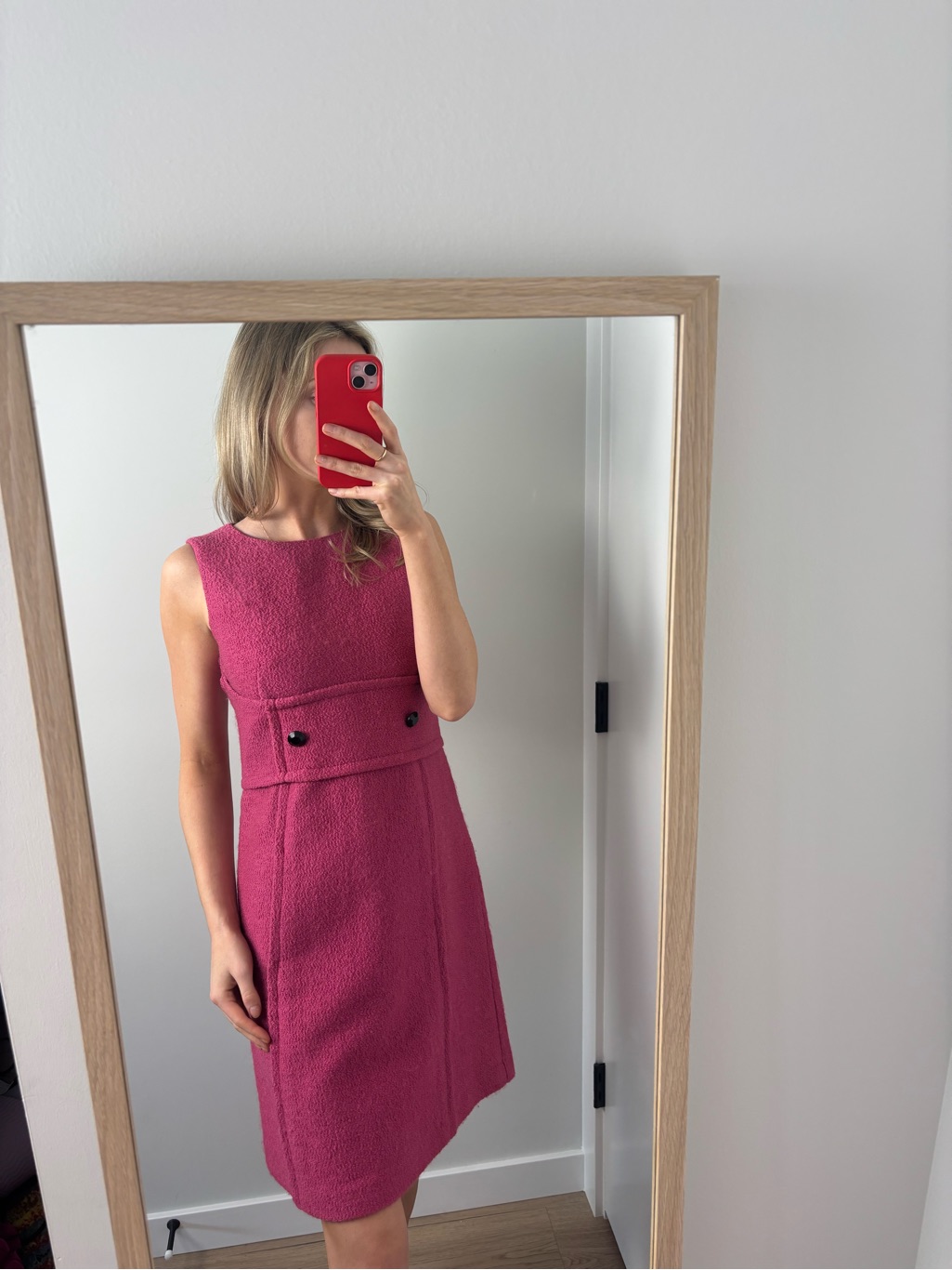 Vintage Valentino Red Hot Pink Wool Dress